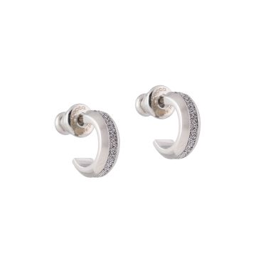 Jolie earring in small circle silver with diamond dust