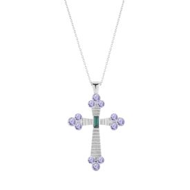Judith necklace with cross with colored stones