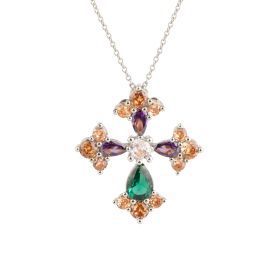 Judith necklace with cross with colored stones