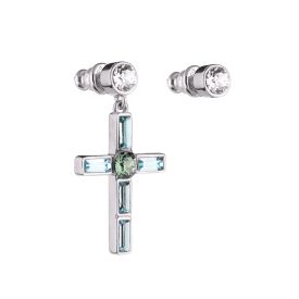 Judith earrings with single cross pendant with colored stones