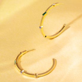 Judith hoop earrings with colored stones