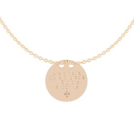 My Life necklace in gold Prayer "Hail Mary full of grace the Lord is with you"