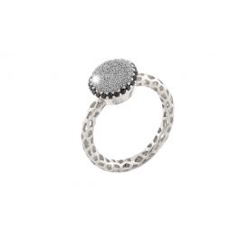 Jolie ring with microdiamonds and black stones